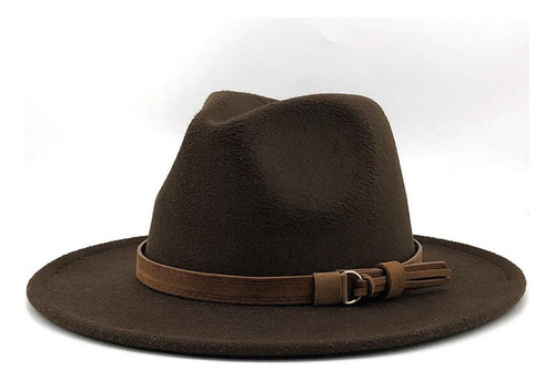 Sombrero Fedora De Lana Simple Mujeres Hombres Con Cinta De