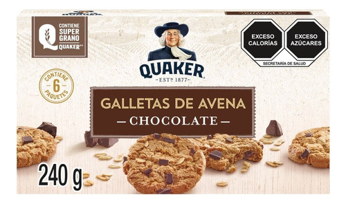 3 Pzs Quaker Galleta De Avena Chocolate 240gr