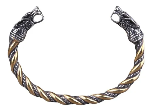 Pulsera Brazalete Vikingo Lobo Fenrir En Acero Quirurgico.