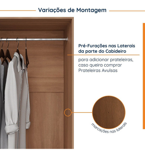 Guarda Roupa Modulado De Canto Com Espelho 6 Portas 3 Peças