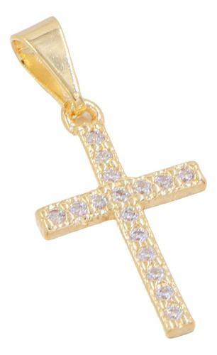 Colgante Cruz Circonia Oro Laminado 18k