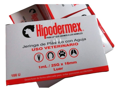  Hipodermex Jeringa De Plastico Con Aguja 1ml /25g X 16mm 