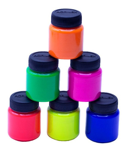 Tempera Escolar Neón Acrilex 6 Colores Surtidos X15ml