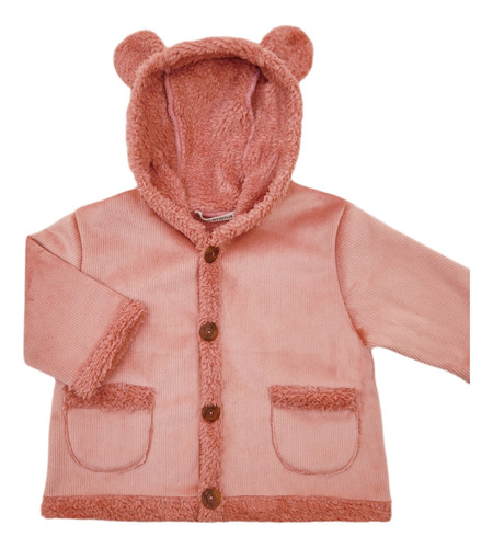 Tapado Osito Mini Anima Invierno Abrigo Bebe Kids Coral Pink