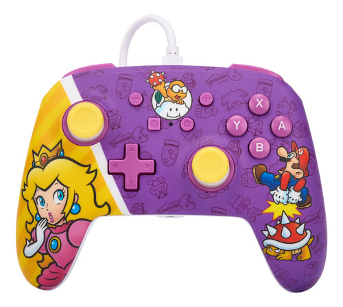 Joystick de controle PowerA Alámbrico Princess Peach violeta