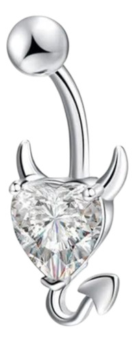 Piercing Ombligo Corazón Diablo 10mm Largo Blanco
