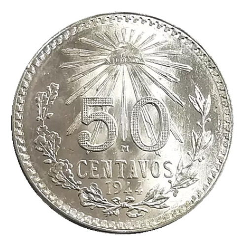 Moneda 50 Centavos 1944, Plata Ley 0.720 En Capsula