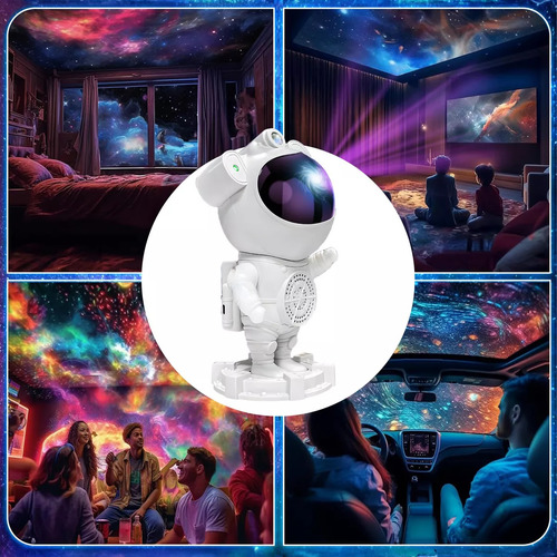 Astronauta Proyector Led/ga-laxia Lampara Blue-tooth Blanco