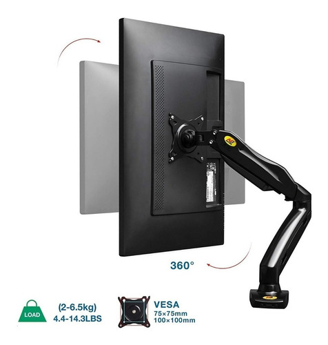 Imagen 10 de 10 de Soporte De Brazo Monitor A Escritorio Nb F80 17 A 27 Nb