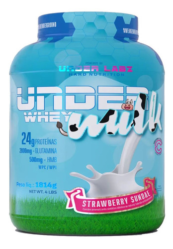 Under Milk Whey Protein 3w - 1814g - Under Labz Sabor Strawberry Sundae