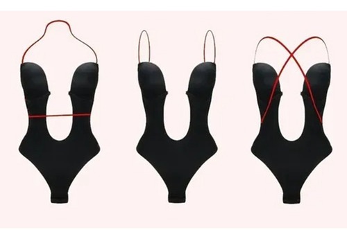 Body Shapewear Mujer Cuello En V Profundo Sin Espalda Correa