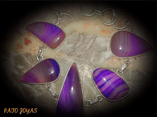 Pulsera De Plata Con Piedra Onix Violeta