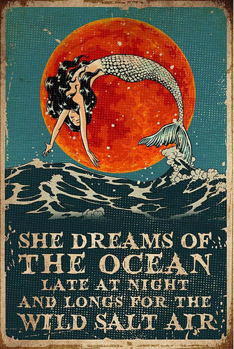 Dreacoss Letrero Lata Vintage Diseño Sirena Dreams Of The 8