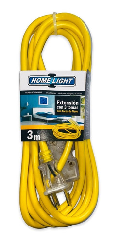 Extension Electrica Home Light Vulzanizado 3 Metros Amarillo