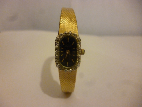 Reloj Belair De Dama Cuarzo Tono Dorado 10 Diamantes Suizo