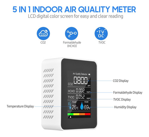. Monitor Portátil De Calidad Del Aire, Detector De Co2 For