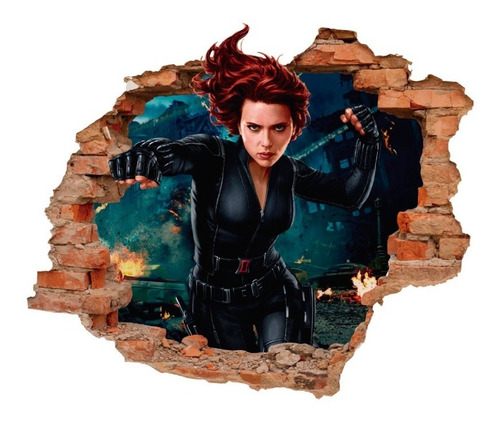   Decoración De Pared Avengers Black Widow Tapiz Vinil 65x55