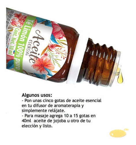 Imagen 2 de 2 de Te Limón 10 Ml Aceite Esencial 100% Puro
