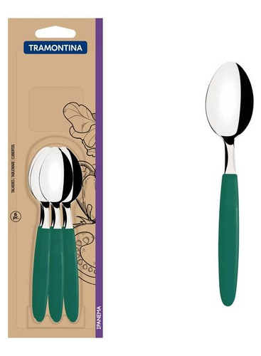 Juego de 6 cucharas para té Tramontina Ipanema, color capa, verde esmeralda