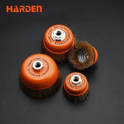 Imagen 2 de 2 de Cepillo Copa Alambre Bronce Rizado 100mm Harden Industrial