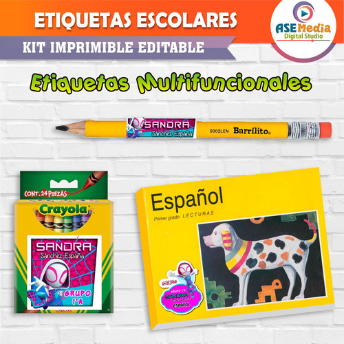 Etiquetas Escolares Ghost Spider Gwen Editables Imprimible