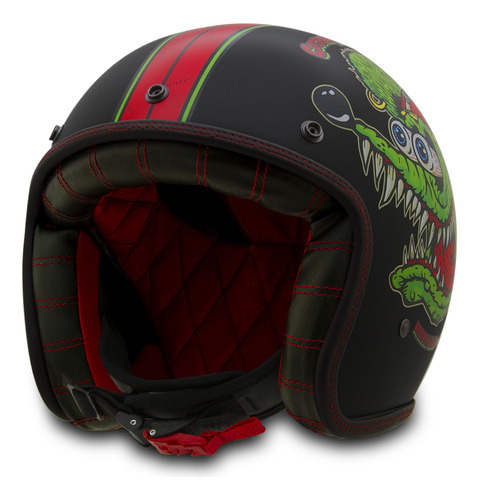 Capacete Aberto Para Moto Custom Etceter Psycho Rat Fosco Cor Preto Tamanho Do Capacete 58