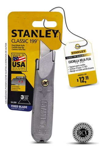 Cuchilla Hoja Fija Classic 199 Stanley 10-209 Trabajo Pesado