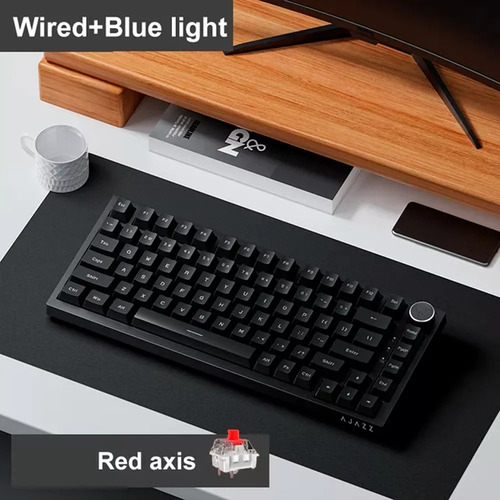 Teclado mecánico con cable Ajazz Ak820, teclado completo de intercambio en caliente, color negro, idioma inglés internacional