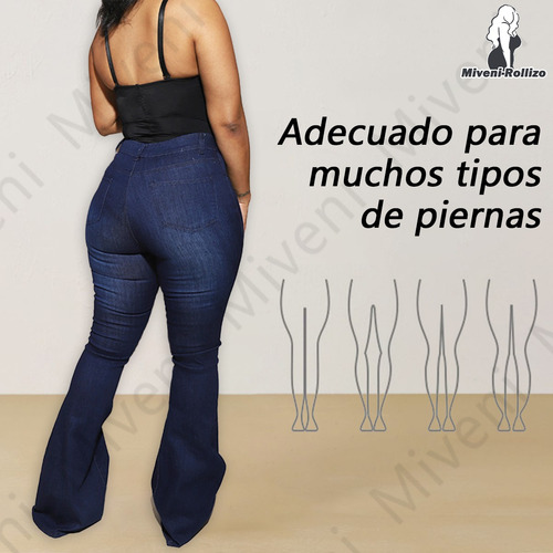 Jeans Elásticos De Tiro Alto Talla Grande Corte Bootcut