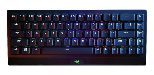 Teclado gamer bluetooth Razer BlackWidow V3 Mini QWERTY Razer Yellow español color negro con luz RGB