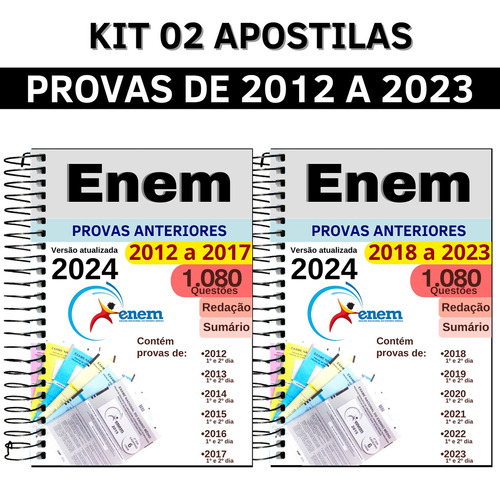 Apostila Enem 2024 12 Anos De Provas Anteriores Questões 2012 A 2023 Com Gabarito