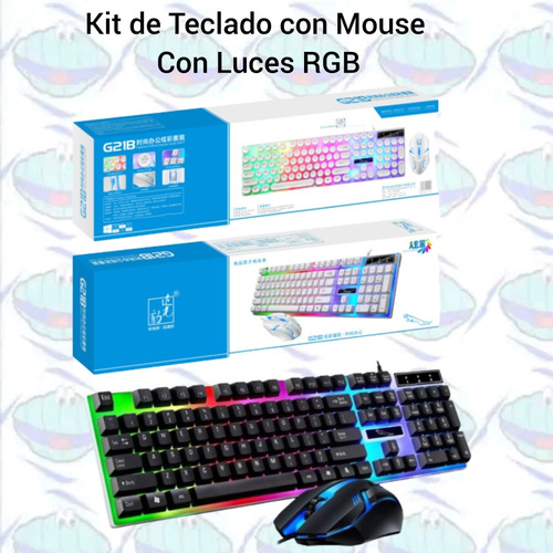 Kit De Teclado Con Mouse Con Luces Rgb / Combo Gamer 