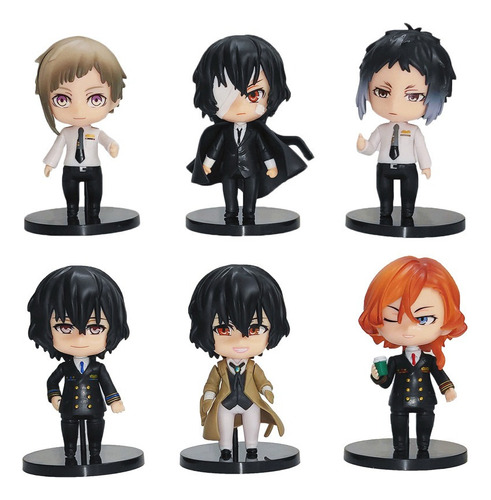 6pcs/set Anime Bungo Stray Dogs Figura Modelo Juguete Regalo