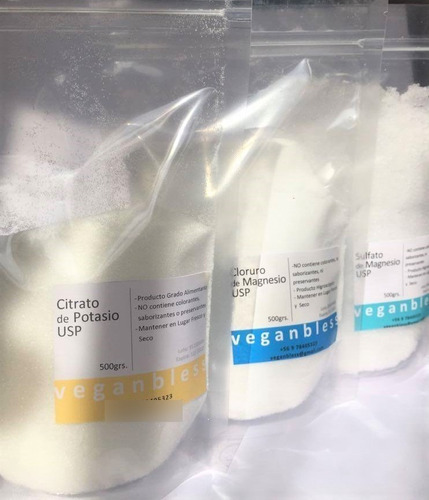 Pack Citrato Potasio+cloruro Magnesio+sulfato Magnesio 500gr