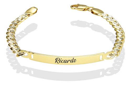 Esclava Cubana Personalizada 18 Cm Oro Laminado 18 K