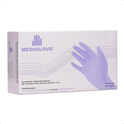 Guantes Mediglove Descatables Nitrilo Lavanda Caja X100 Unid