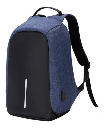 Mochila Antirrobo C/multiples Bolsillos Reforzada Azul Usb