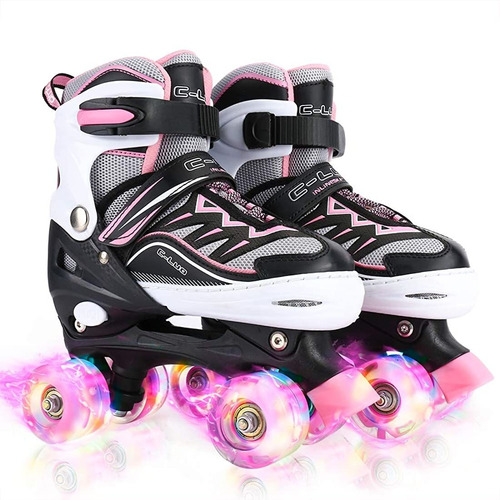 Patines Ajustables Para Niñas Talla S Rosa-negro