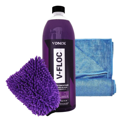 Shampoo Automotivo V-floc Vonixx 1,5l + Toalha Secagem Luva
