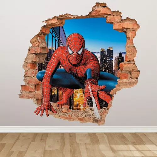 Adesivo de Parede Buraco Falso Homem Aranha 3D