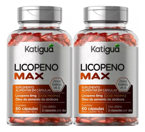 Kit 2 Suplemento Licopeno Max Zinco Vite 60cps Katiguá