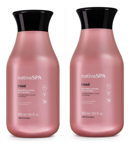 Kit Com 2 Shampoos Nativa Spa Rosé 300ml Cada