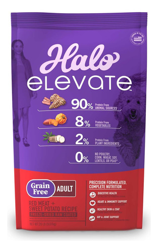 Halo Elevate Dry Dog Food, Grain Free Red Meat Recipe, 20lb