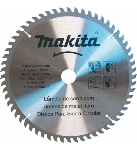 Disco Sierra Circular Makita D-51384 9'' 235mm 60dt