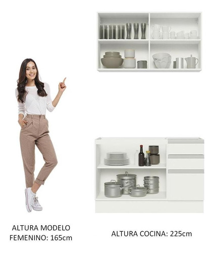 Imagen 5 de 10 de Cocina Integral Madesa Glamy Sin Mesón De Acero Con 120 Cm