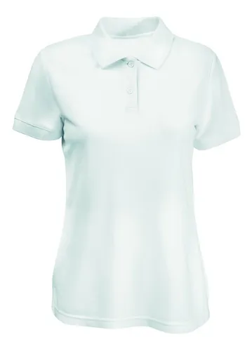 Camiseta Tipo Polo Blanca Para Mujer 220 Publicitaria