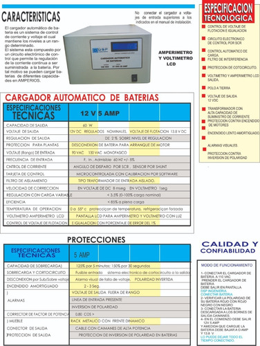 Cargador Automatico De Baterias 12v 5 Amp