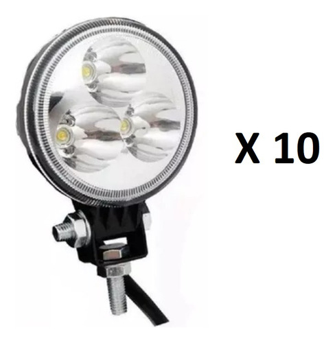 Faro Led Auxiliar X10 Redondo 35mm 3led Blanco 12w Auto 4x4 