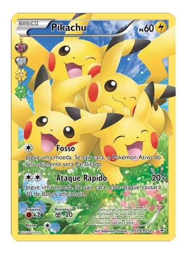 Pikachu Carta Pokemon Brilhante Foil Em Português Rc29/rc32