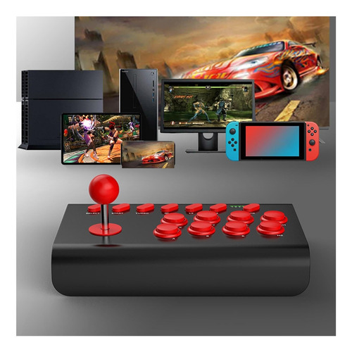 Fighting Joystick For Pc Y Consolas Juego Retro Negro Rojo